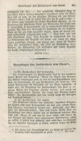 401-402 Bemerkungen über Zwischenspiele beim Choral