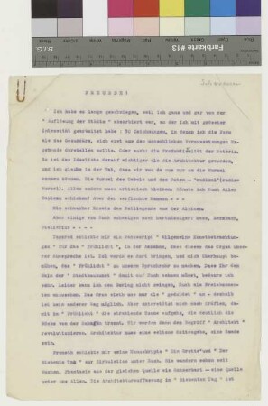 Bruno Taut ("Glas") an die "Gläserne Kette"