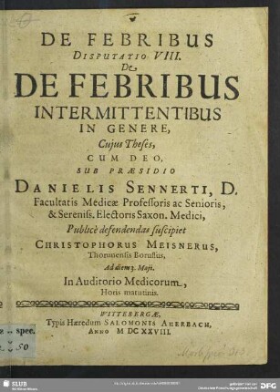 8: De Febribus Intermittentibus In Genere