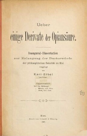 Ueber einige Derivate der Opiansäure