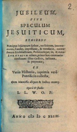 Iubilaeum sive Speculum Iesuiticum