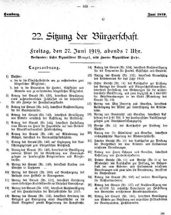 22. Sitzung der Bürgerschaft