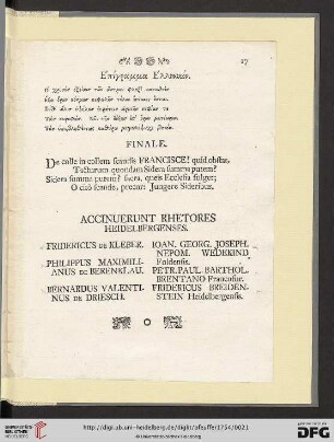 Accinuerunt Rhetores Heidelbergenses