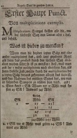 [Regula Detri in gantzen Zahlen.]