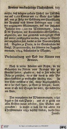 Verheirathung und Tod des Ritters von Arvieux