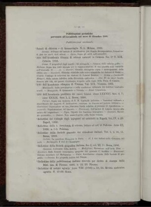 Pubblicazioni periodiche pervenute all' Accademia nel mese di dicembre 1886.