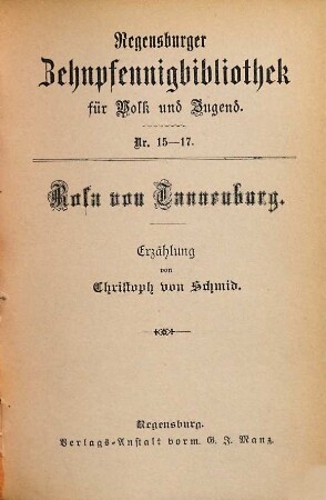 Rosa von Tannenburg : Erzählung