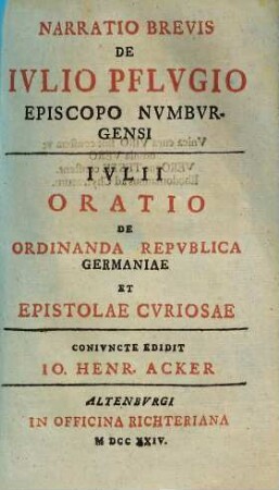 Narratio brevis de Iulio Pflugio Episcopo Numburgensi
