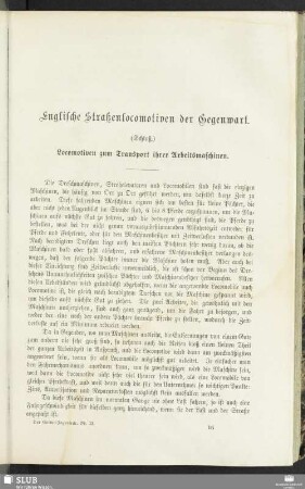 Englische Straßenlocomotiven der Gegenwart : (Schluß)