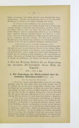 1. Die Erwerbung der Vorherrschaft über die westlichen Mittelmeerländer 264-200