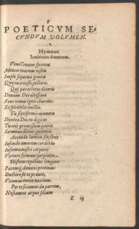 Poeticum Secundum Volumen.