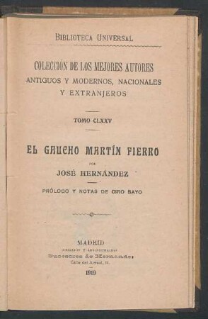 El gaucho Martín Fierro