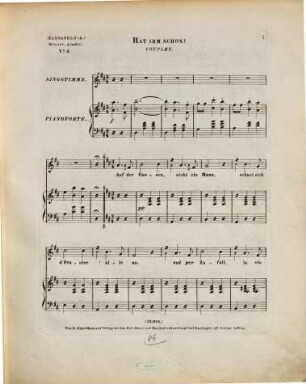 Wiener-Lieder : d. Wiener Liedersängerin Antonia Mannsfeld, genannt die Wiener Theresa, 4. Hat ihm schon. - 3 S., 1 Bl. - Pl.-Nr. 13.924