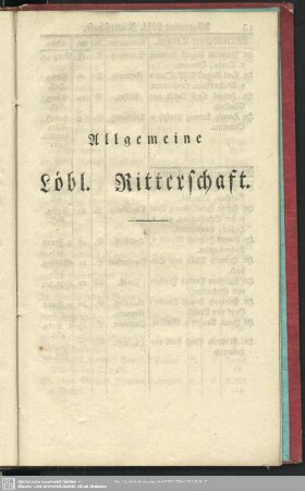 Allgemeine Löbl. Ritterschaft
