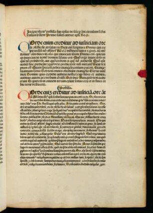 Incipit vlterius postilla super epistolas de sanctis per anni circulum secundum sensum litteralem Primo sancti andree apostoli Ro. X. - In festo sancte katherine virginis et martiris.