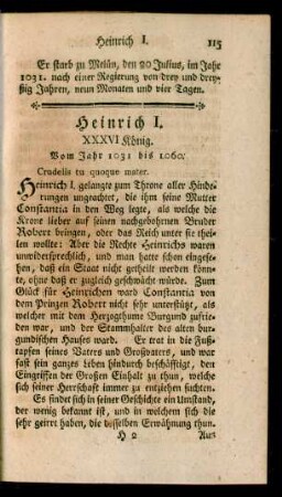 Heinrich I. XXXVI König. Vom Jahr 1031 bis 1060