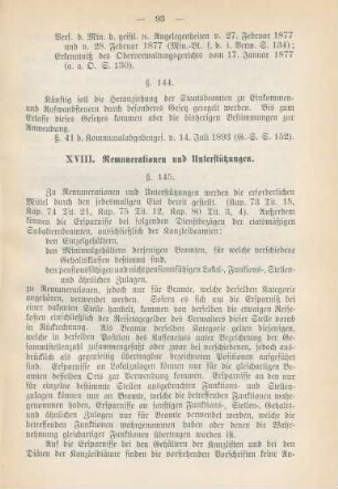 XVIII. Remunerationen und Unterstützungen