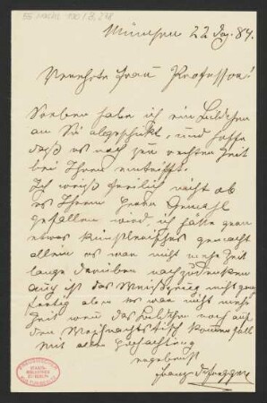 Brief an Unbekannt : 22.12.1884