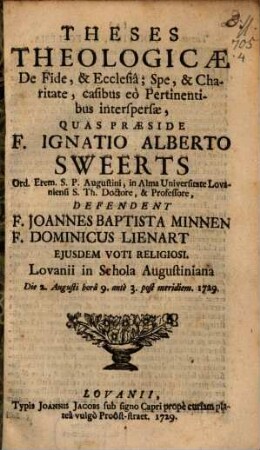 Theses theol. de fide et ecclesia ...