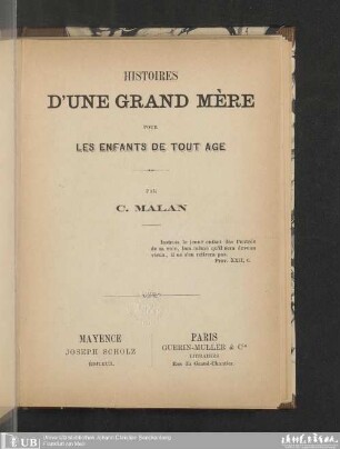 Histoires d'une grand mère pour les enfants de tout age