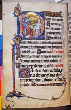 Historisierte Initiale: Martyrium des Thomas Becket