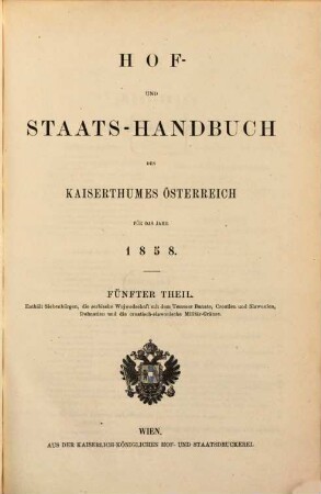 Hof- und Staats-Handbuch des Kaiserthumes Österreich. 1858,5