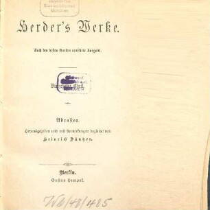 Herders Werke, 14. Adrastea