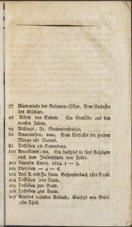 [Verzeichniß]