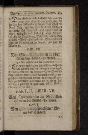 Liber VII. Von Operationen an Geburths-Gliedern der Weibs-Personen.