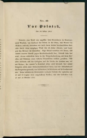 Nro. 13. Vor Polotzk, den 25. Julius 1812.