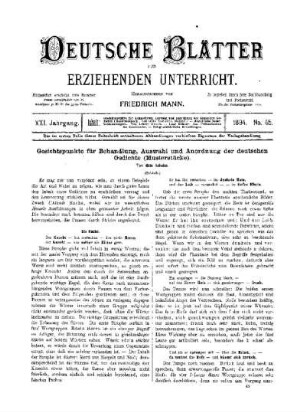 Gesichtspunkte für Behandlung, Auswahl und Anordnung der deutschen Gedichte (Musterstücke) ; (Schluss)
