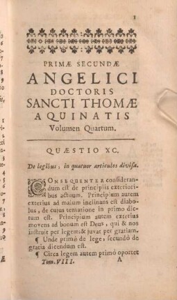 Quaestio XC. De legibus, in quatuor artiuclos divisa.