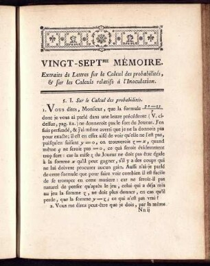 Vingt-sept me Mémoire.