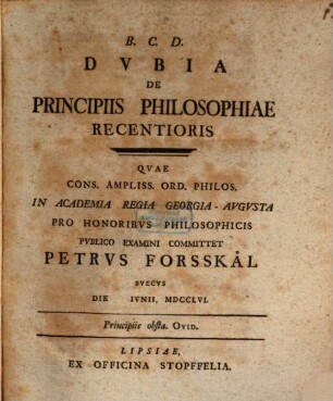 Dubia de principiis philosophiae recentioris