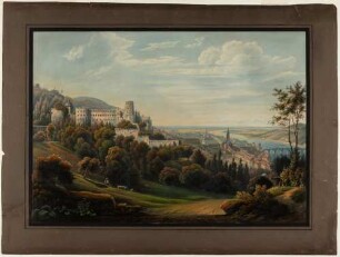 Heidelberg, Schloss, Stadt und Alte Brücke von Osten