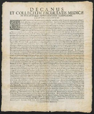 Decanus Et Collegium Facultatis Medicae...