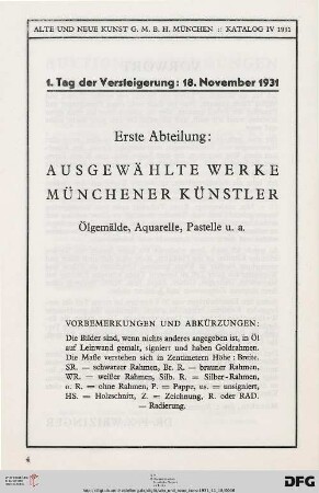 Erste Abteilung (Nr. 1-187)