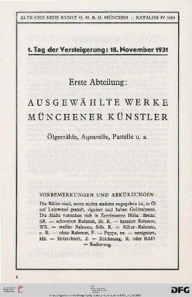 Erste Abteilung (Nr. 1-187)