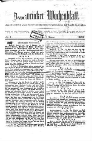 Zweibrücker Wochenblatt. 1867, 1867