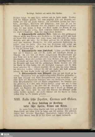 XIII. Kalte süße Speisen, Cremes und Gelees