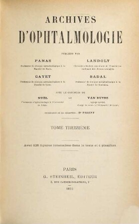 Archives d'ophtalmologie. 13. 1893