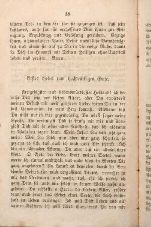 Erstes Gebet zum hochwürdigen Gute.