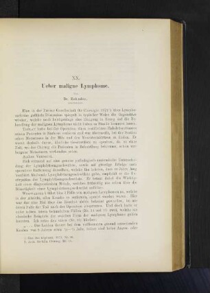 XX. Ueber maligne Lymphome.