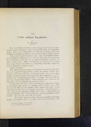 XX. Ueber maligne Lymphome.
