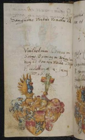 Wappen: Graf Wilheml zu Solms-Münzenberg-Sonnenwalde (Solms-Münzenberg-Braunfels) (1570-1635), Eintrag 4. Juni 1588