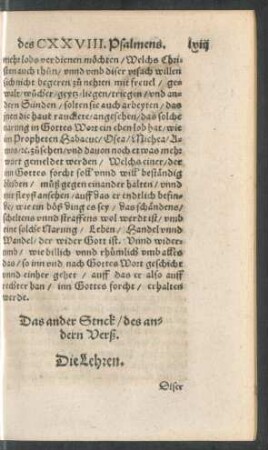 Das ander Stnck/ des andern Verß. Die Lehren.