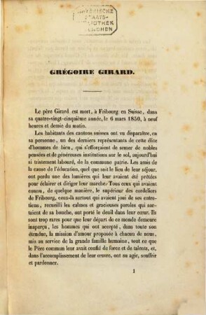 Notice biographique sur le père Girard de Fribourg