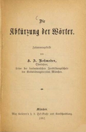 Die Abkürzung der Wörter