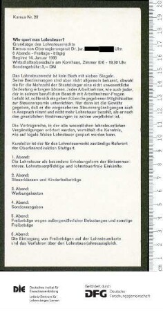 Beilage zum Programm für berufliche Bildung 1965/1966