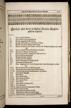 Innhalt aller derer in diesem Dritten Buch begriffenen Capiteln.